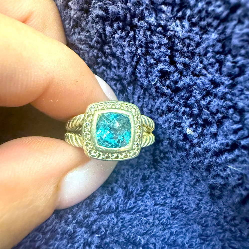 Stunning David Yurman Albion blue topaz and diamond ring size 6